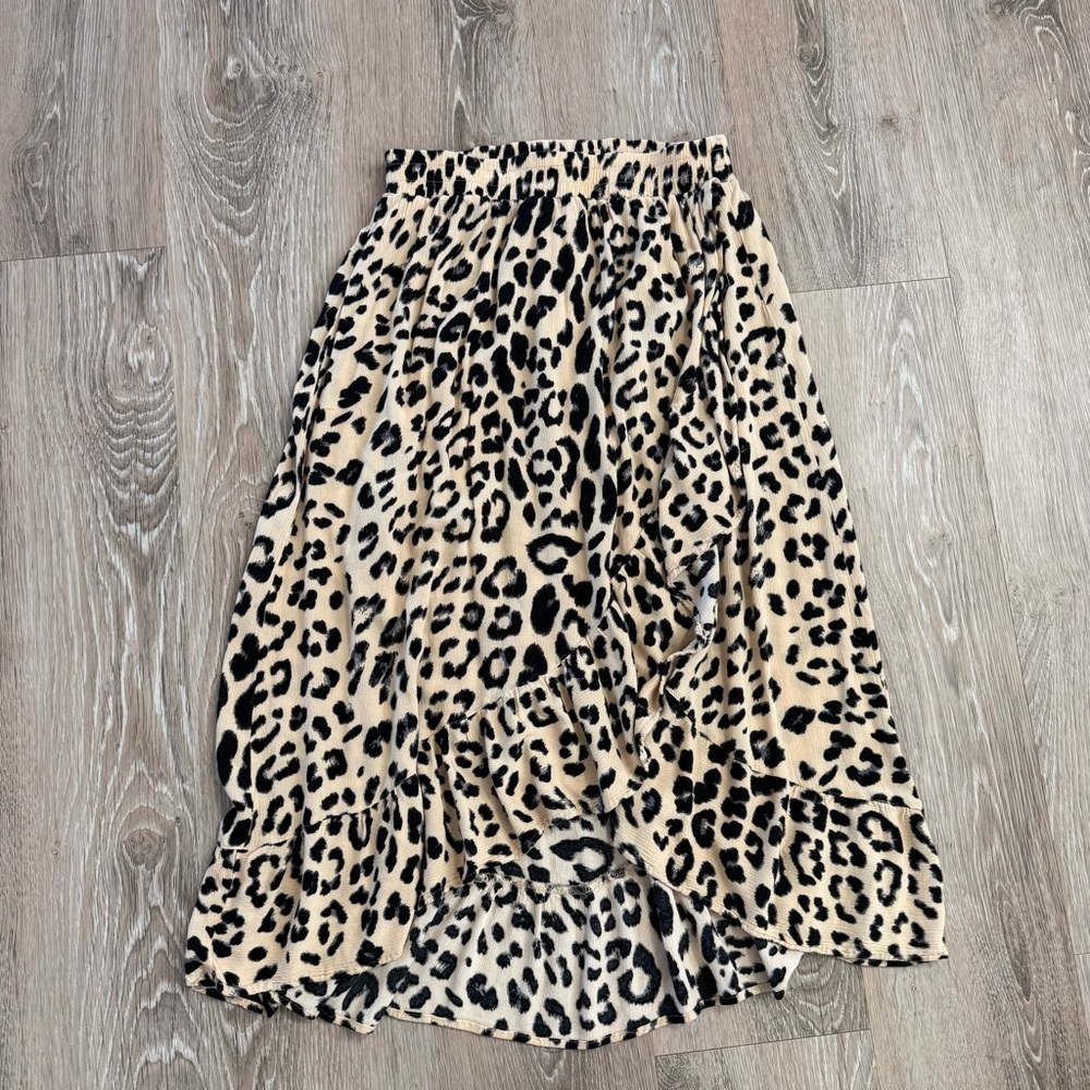 Easel High Low Leopard Print Skirt